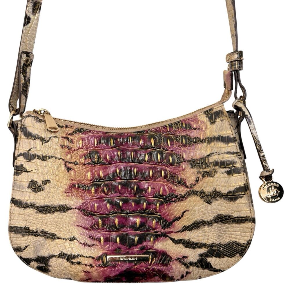 Brahmin Shayna Starlet Ombré Melbourne Croc Embossed Crossbody Storage Bag Incl